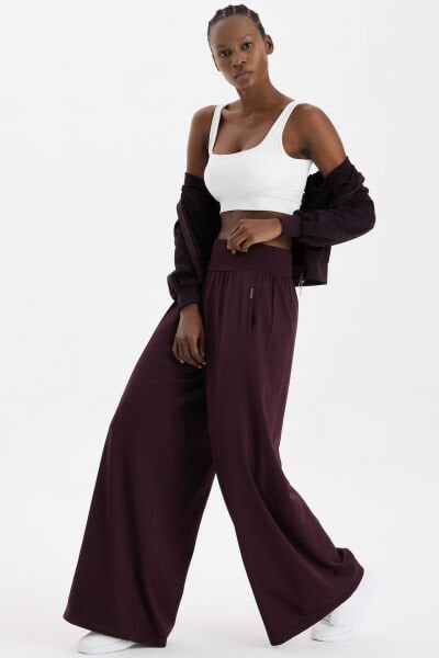 Yüksek Belli Kargo Cepli Pantolon Burgundy