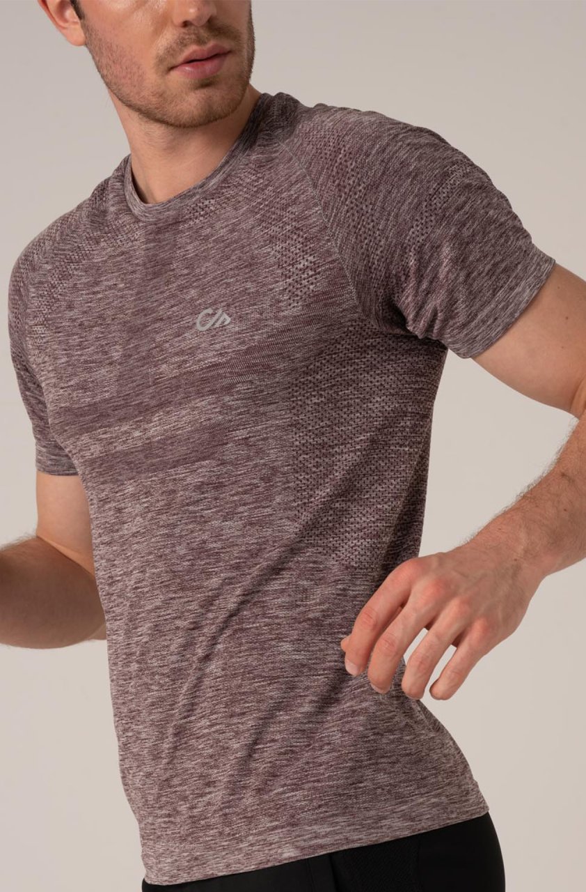 Dikişsiz Erkek Spor Tişört Bordo