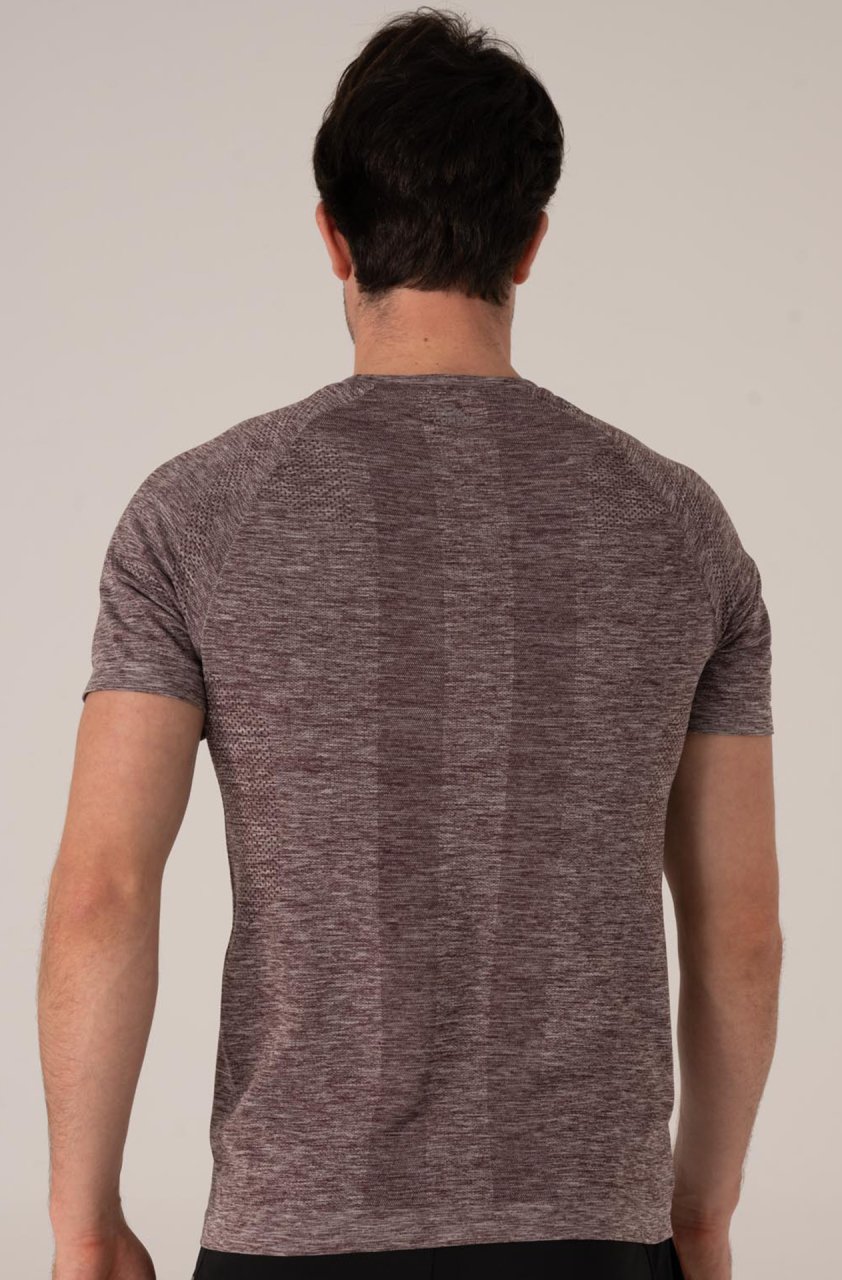 Dikişsiz Erkek Spor Tişört Bordo