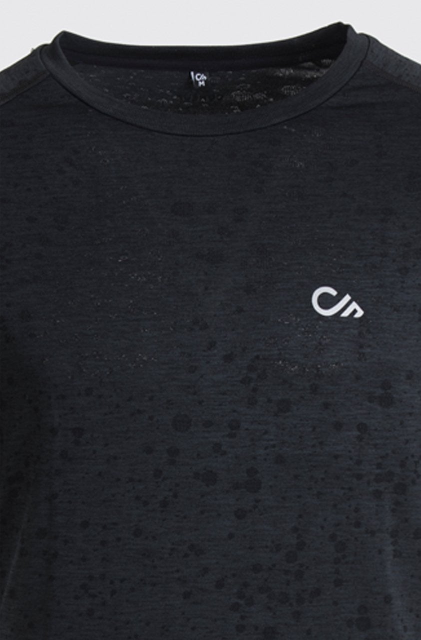 Desenli Erkek Spor Tişört Siyah Melanj