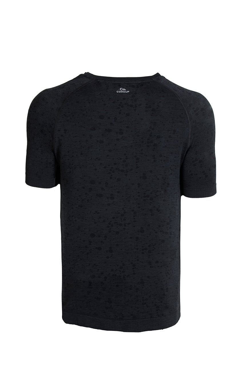 Desenli Erkek Spor Tişört Siyah Melanj