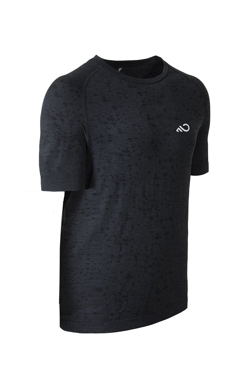 Desenli Erkek Spor Tişört Siyah Melanj