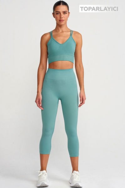Crop Boy Toparlayıcı Tayt  Mat Yeşil