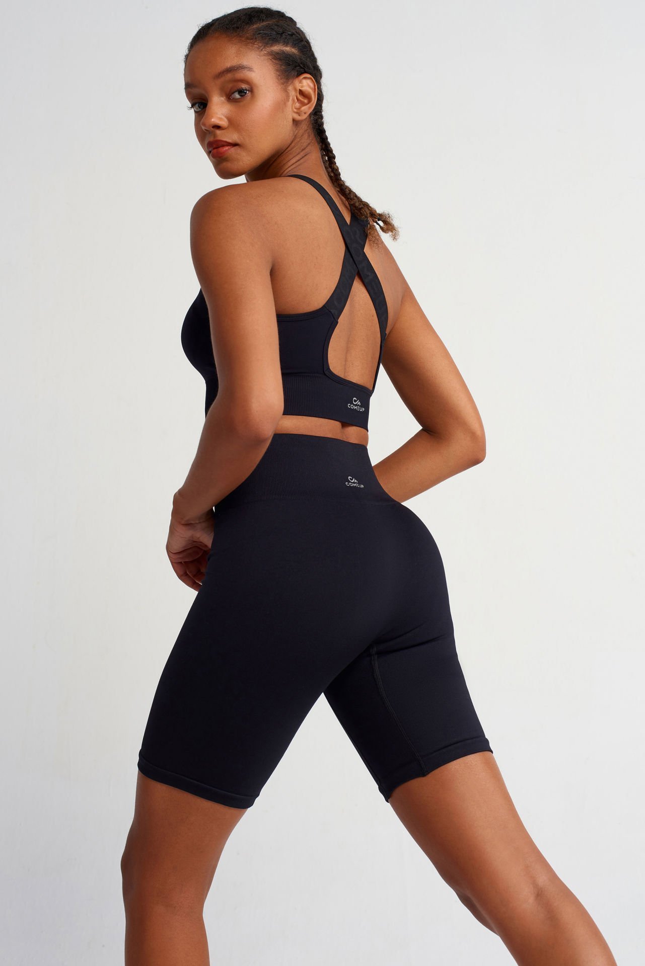 Toparlayıcı Biker Şort Siyah