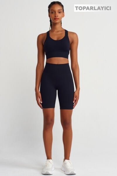 Toparlayıcı Biker Şort Siyah