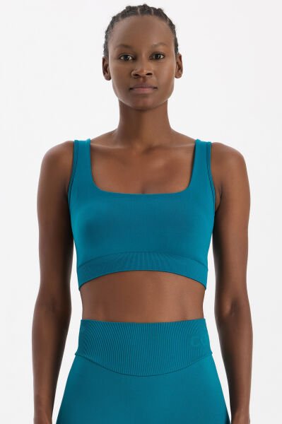 U yaka Kalın Askılı Pedli Sporcu Sütyeni Milenyum Yeşili