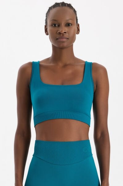 U yaka Kalın Askılı Pedli Sporcu Sütyeni Milenyum Yeşili