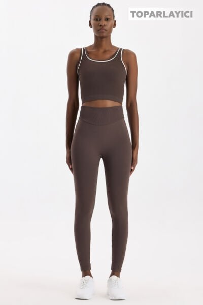 Oval Kemer Tasarımlı Toparlayıcı Tayt Kakao Dansı