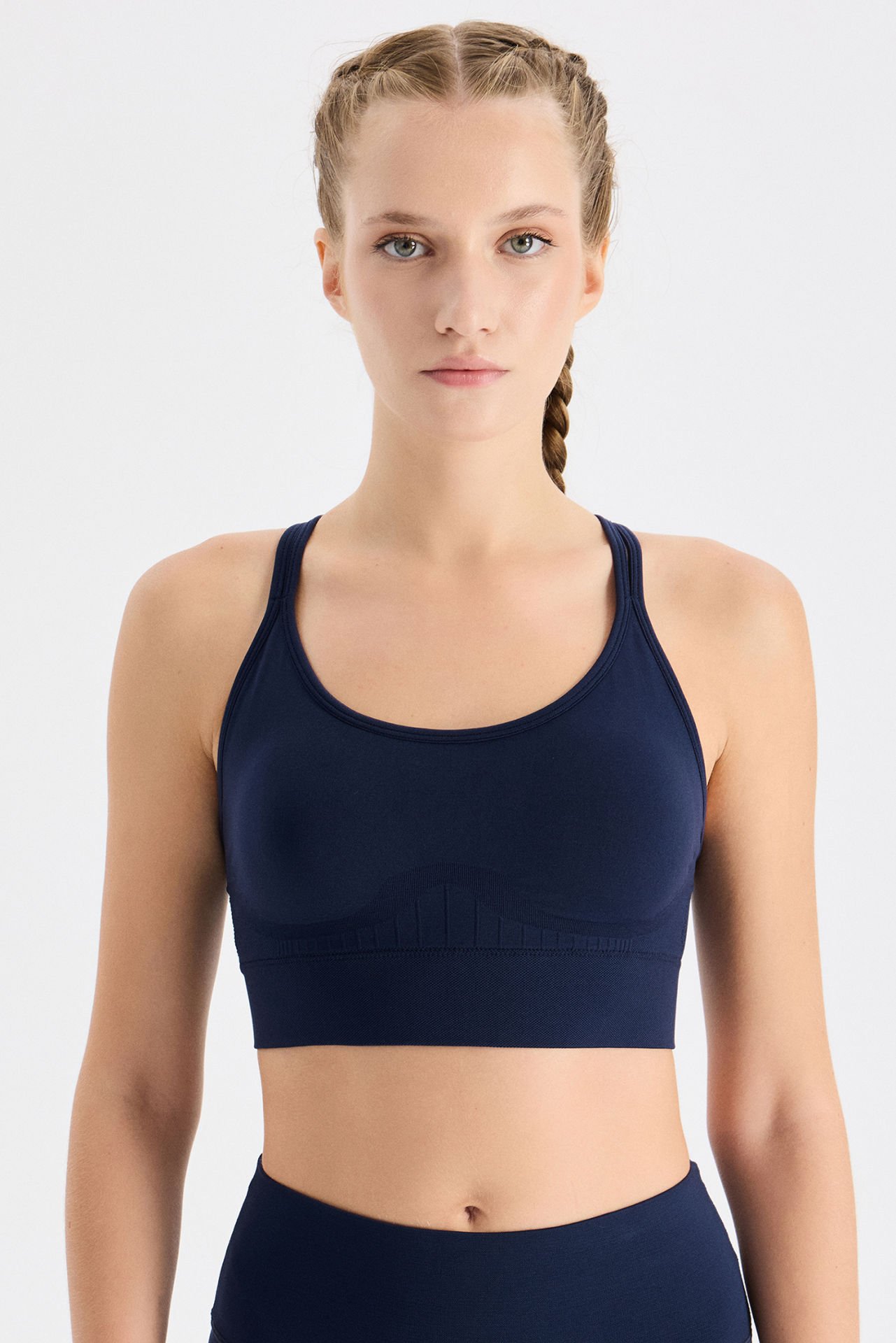 Sırtı İpli Sporcu Sütyeni Oxford Blue