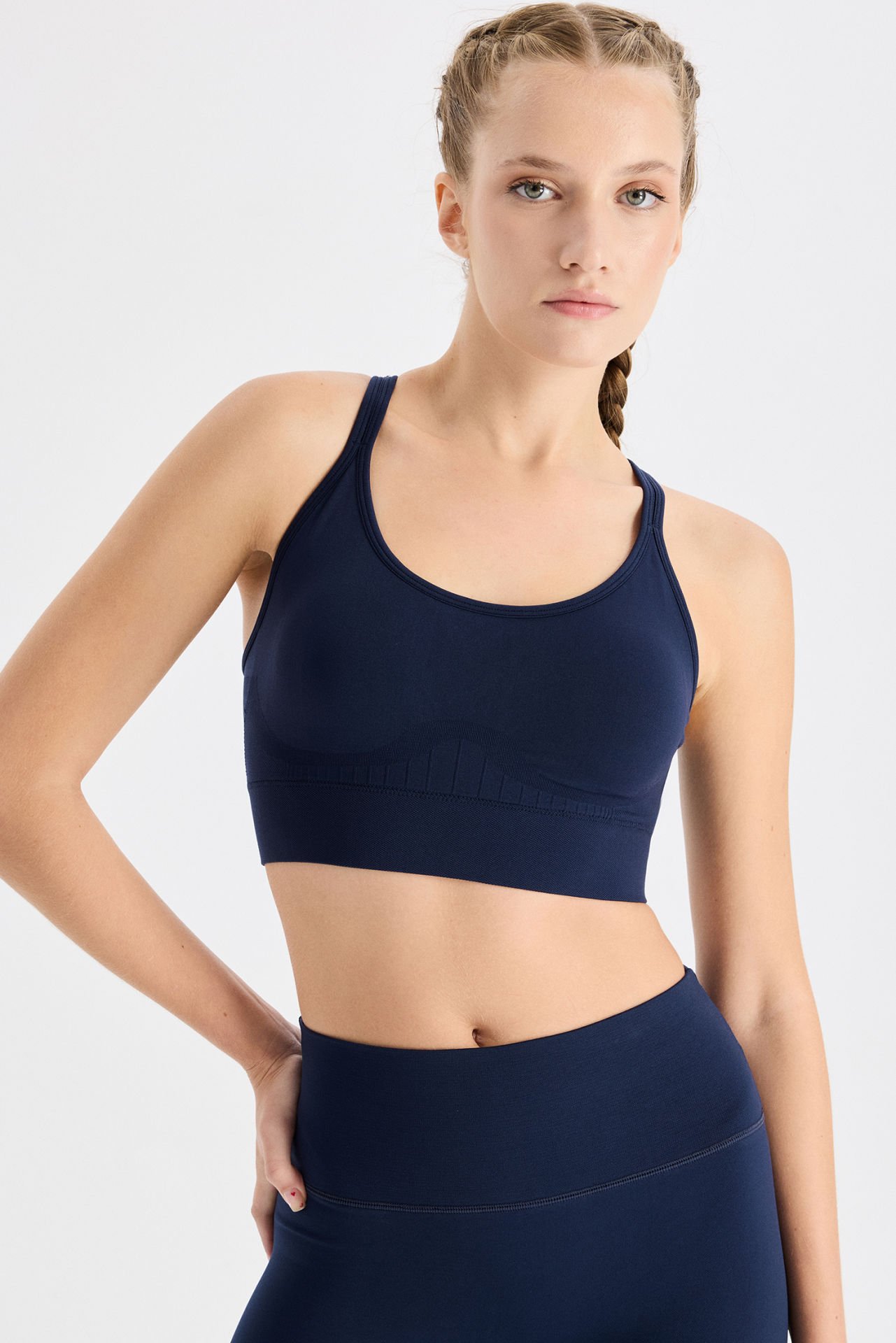 Sırtı İpli Sporcu Sütyeni Oxford Blue