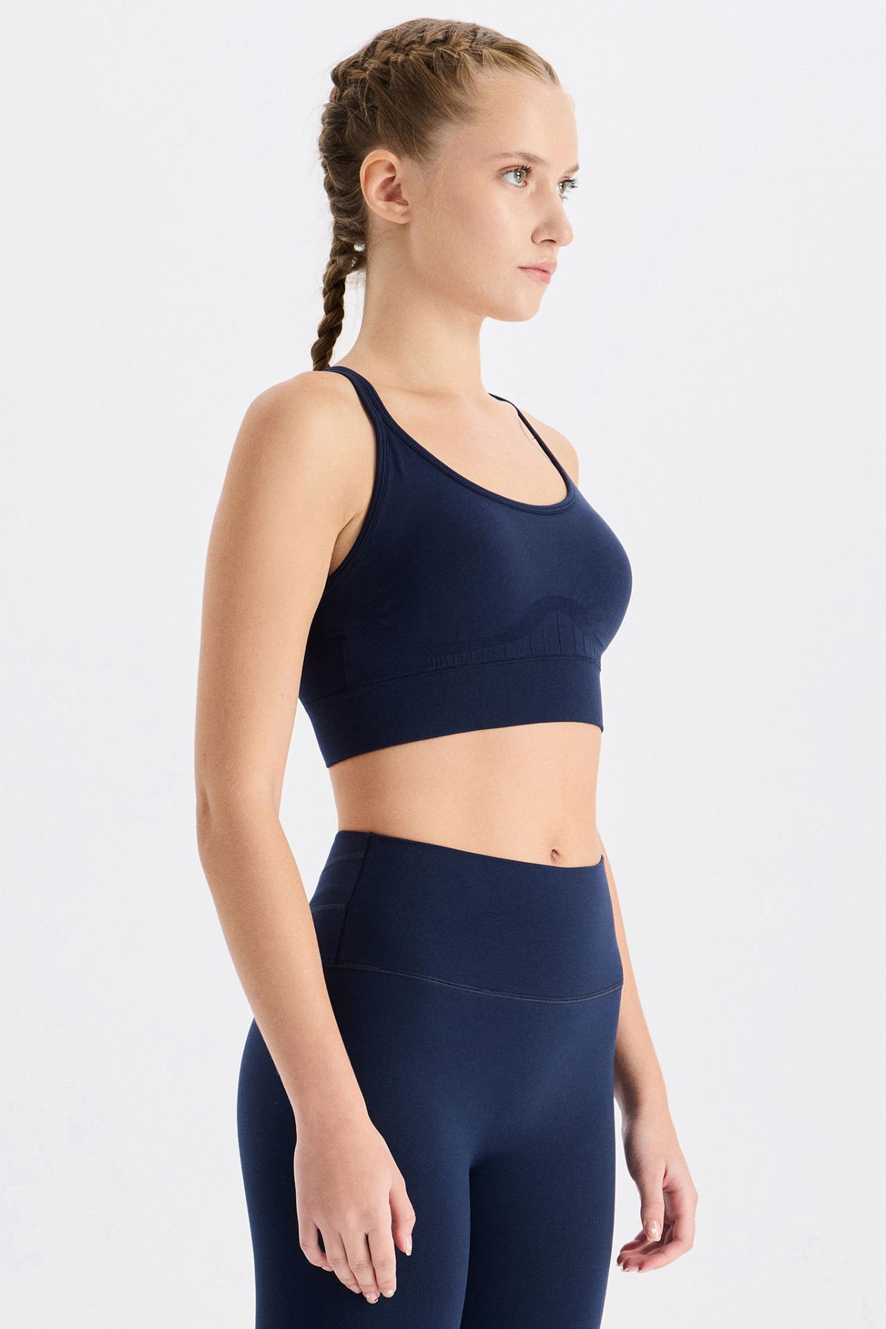 Sırtı İpli Sporcu Sütyeni Oxford Blue