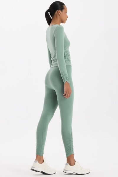 Paçası Büzgülü Spor Tayt Deniz Köpüğü