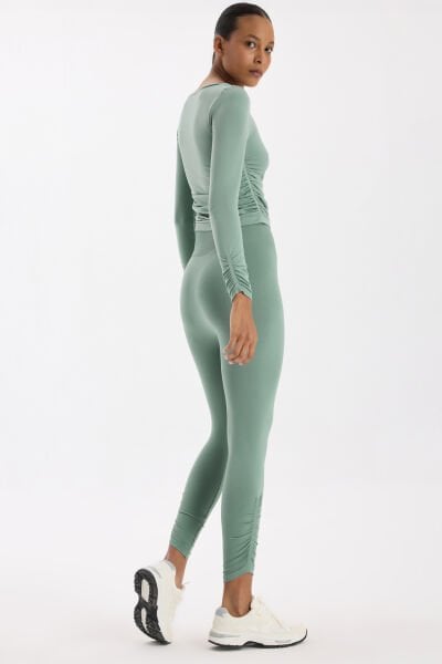 Paçası Büzgülü Spor Tayt Deniz Köpüğü