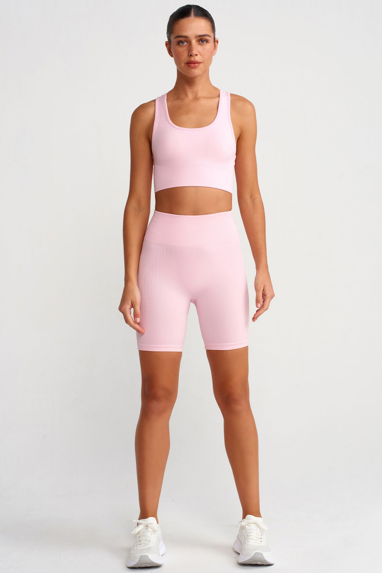 Yanı Fitilli Toparlayıcı Biker Şort Kristal Pembe