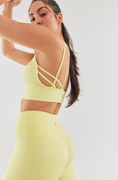 İp Askı Detaylı Sporcu Sütyeni Limon Sarısı
