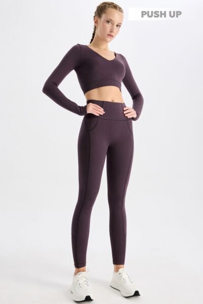 Yüksek Bel Dikiş Detaylı Push Up Tayt İtalyan Eriği