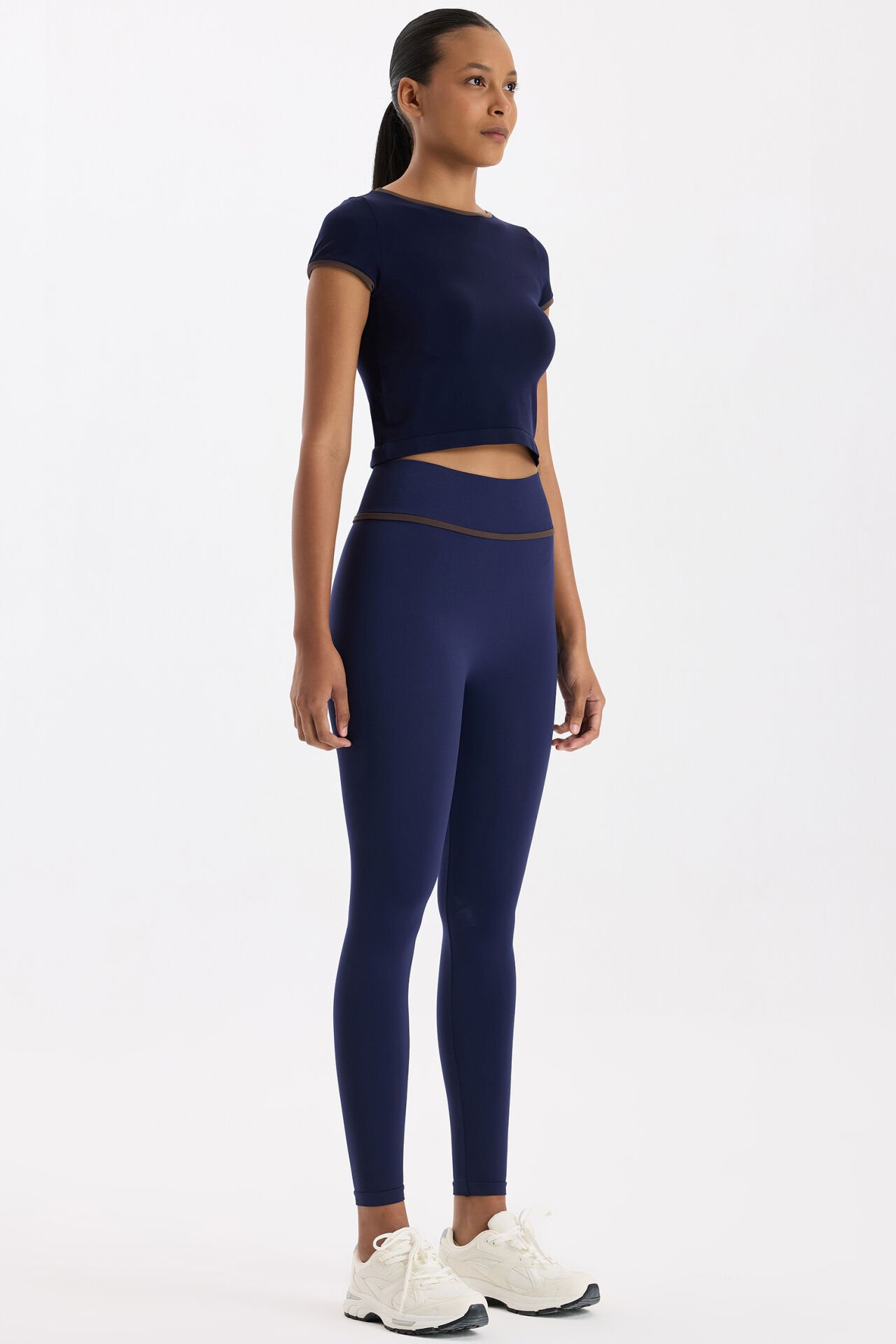 Kontrast Biyeli Spor Tayt Oxford Blue