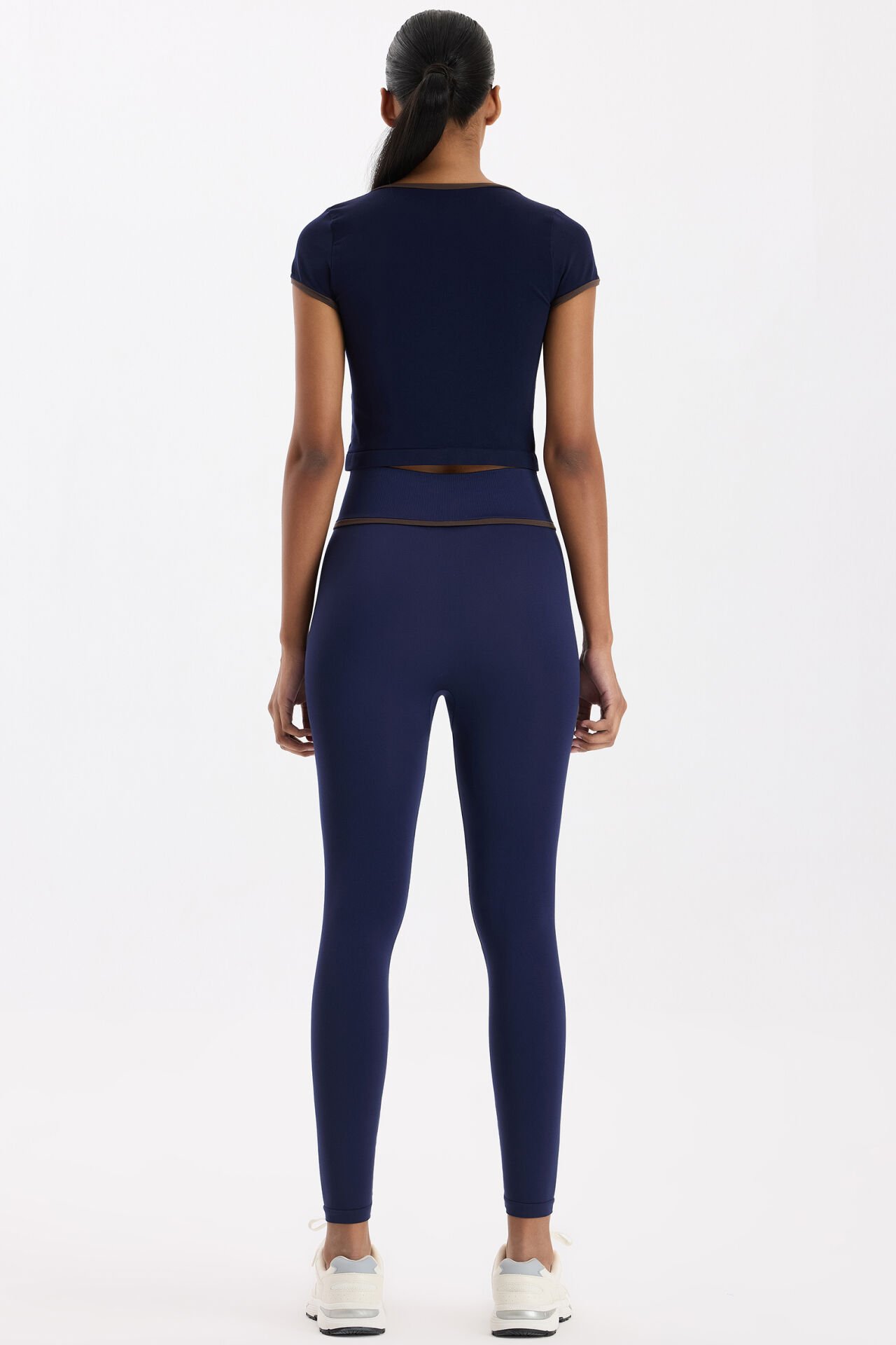 Kontrast Biyeli Spor Tayt Oxford Blue