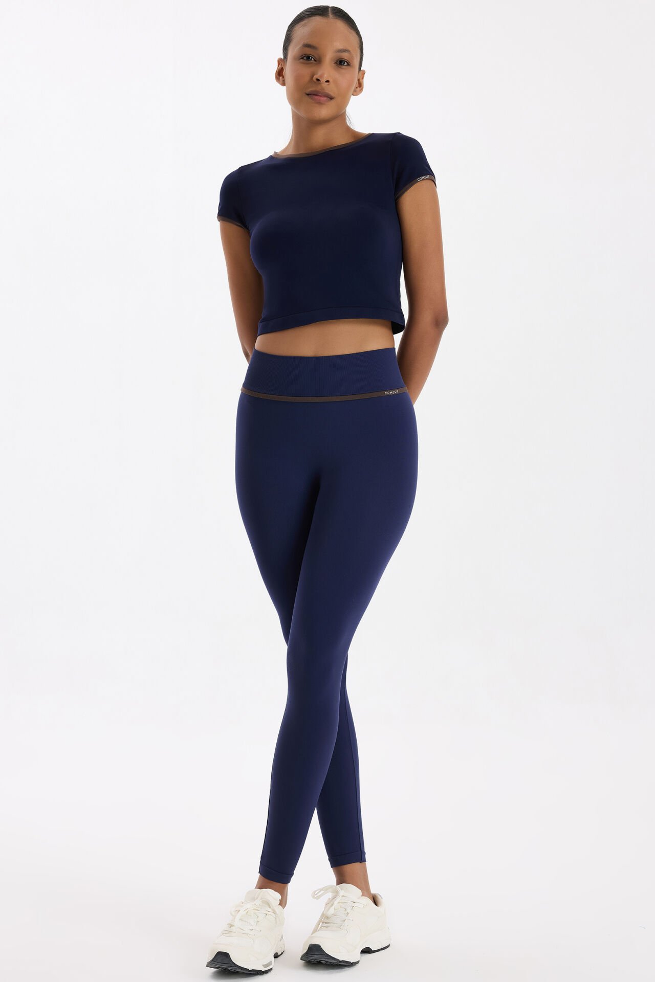 Kontrast Biyeli Spor Tayt Oxford Blue