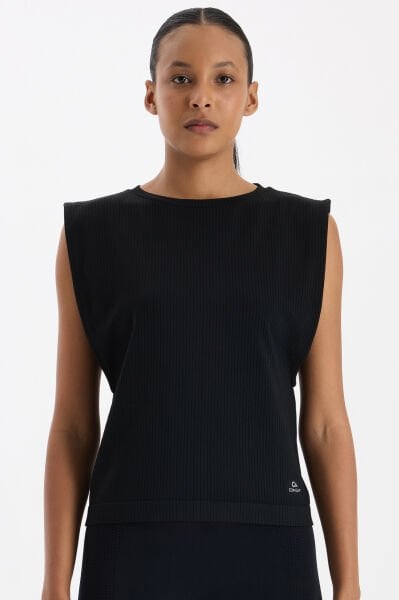 Fitilli Kolsuz Tişört Siyah