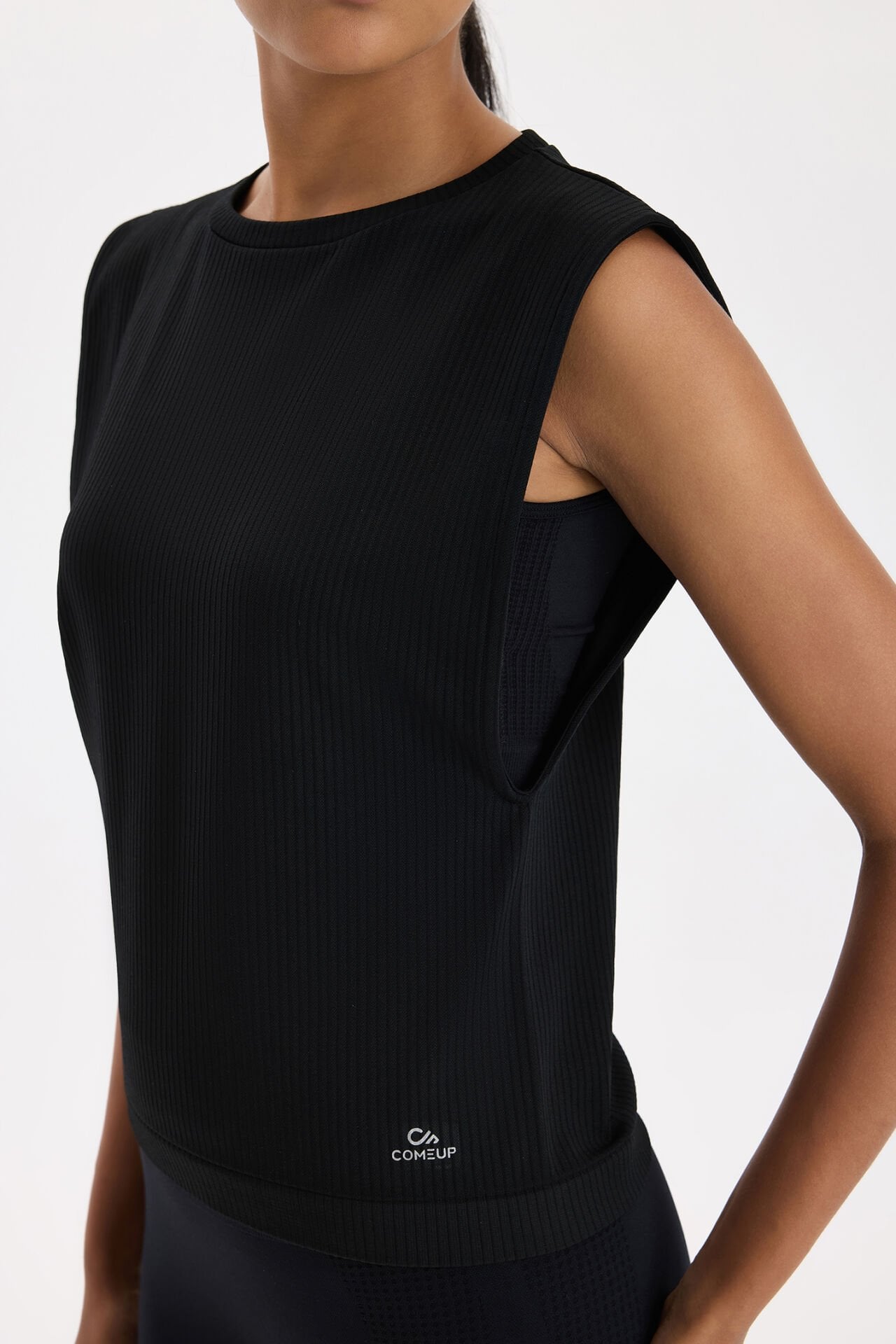 Fitilli Kolsuz Tişört Siyah