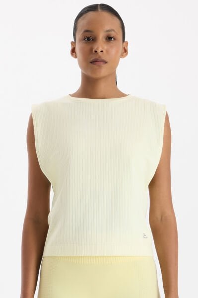 Fitilli Kolsuz Tişört Açık Sarı