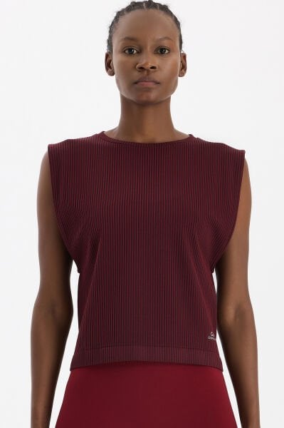 Fitilli Kolsuz Tişört Kestane Bordo