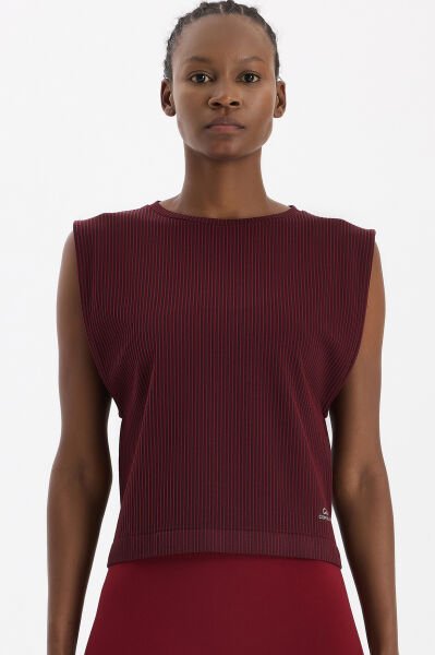 Fitilli Kolsuz Tişört Kestane Bordo