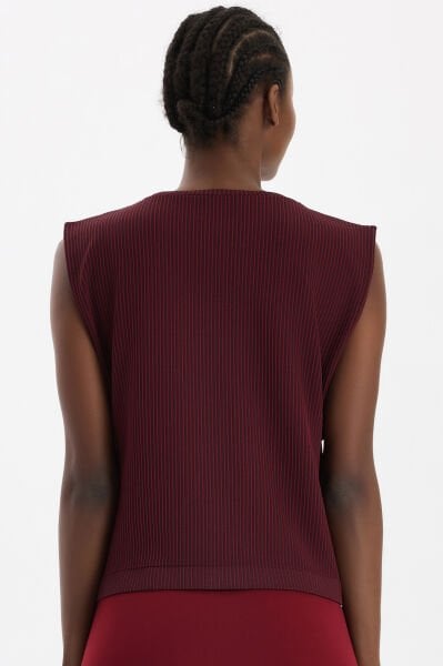 Fitilli Kolsuz Tişört Kestane Bordo