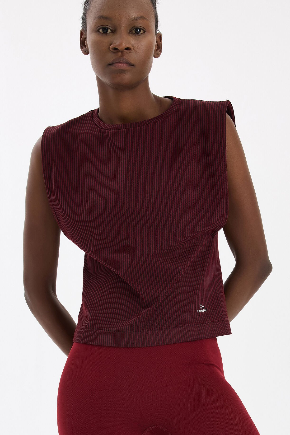 Fitilli Kolsuz Tişört Kestane Bordo