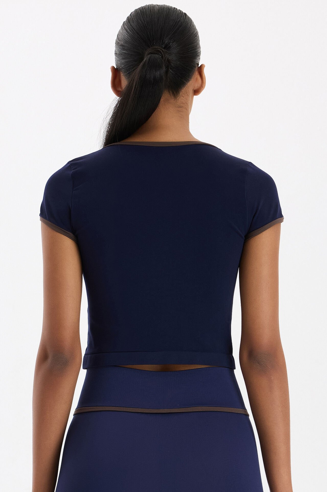 Kontrast Biyeli Spor Tişört Oxford Blue