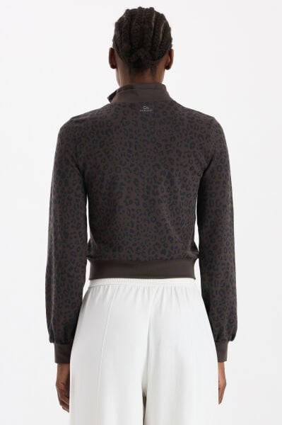 Bomber Ceket Leopar Desenli Kakao Dansı