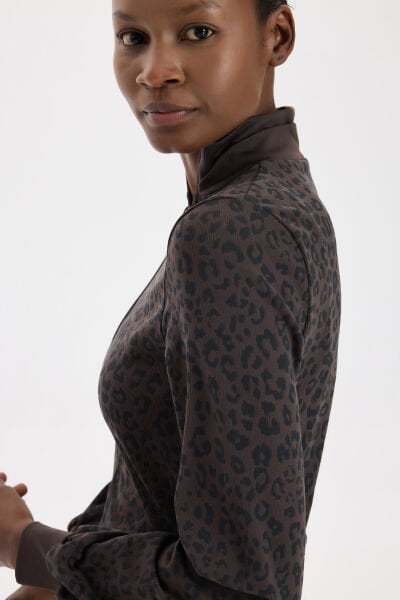 Bomber Ceket Leopar Desenli Kakao Dansı