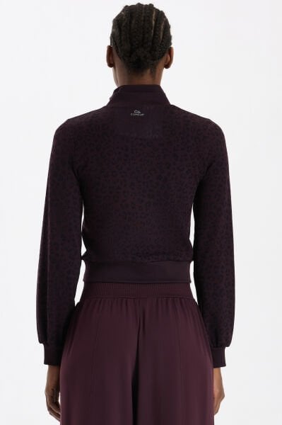 Bomber Ceket Leopar Desenli Burgundy