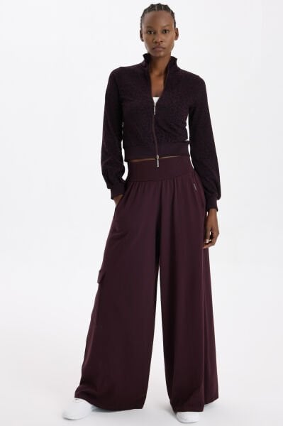 Bomber Ceket Leopar Desenli Burgundy