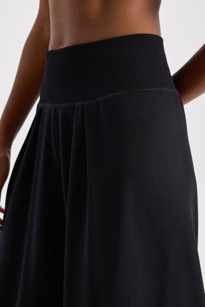 Soft Dokulu Palazzo Pantolon Siyah