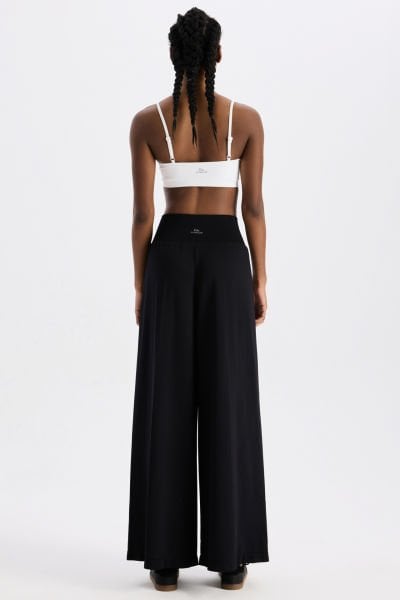 Soft Dokulu Palazzo Pantolon Siyah