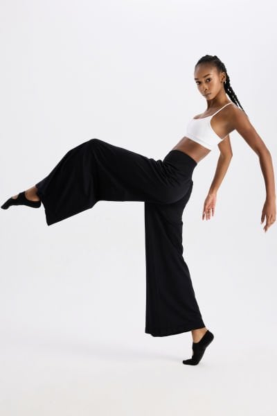 Soft Dokulu Palazzo Pantolon Siyah