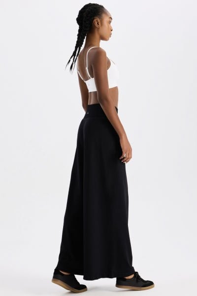 Soft Dokulu Palazzo Pantolon Siyah