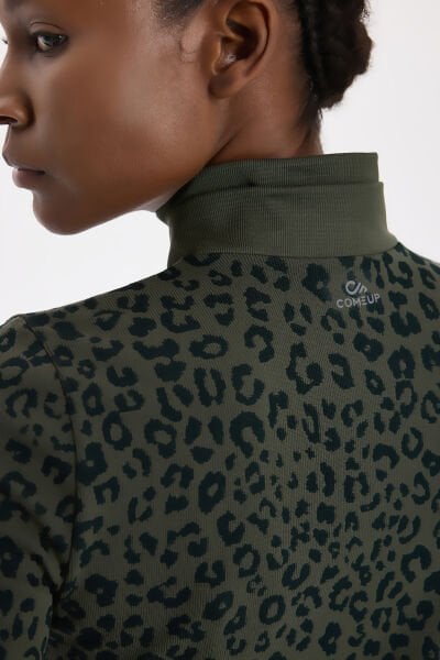 Bomber Ceket Leopar Desenli Koyu Yaprak Yeşili