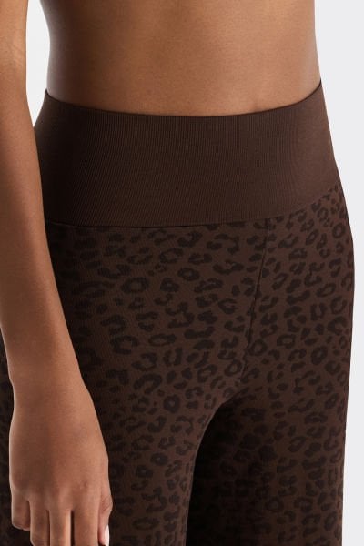 Leopar Desenli Dikişsiz Pantolon Kahve Çekirdeği