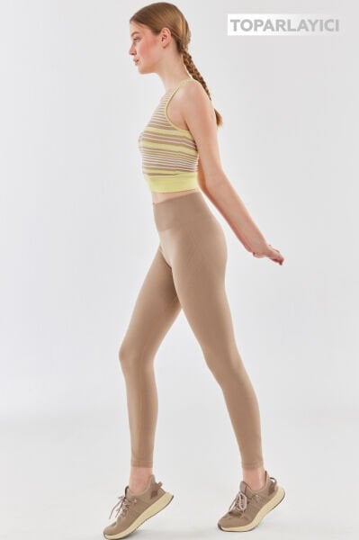 Dikişsiz Toparlayıcı Tayt Açık Kahve