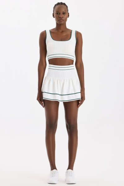 Şortlu Tenis Eteği Kırık Beyaz