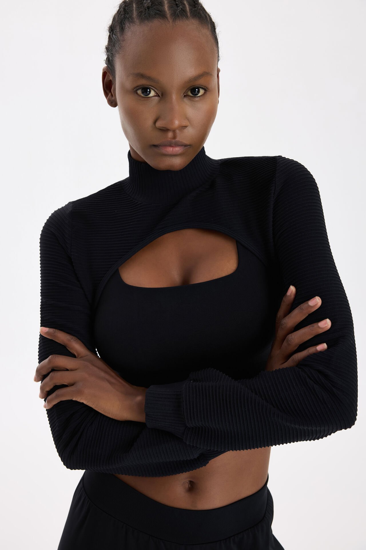 3 boyutlu Örgü Dokulu Bolero Siyah