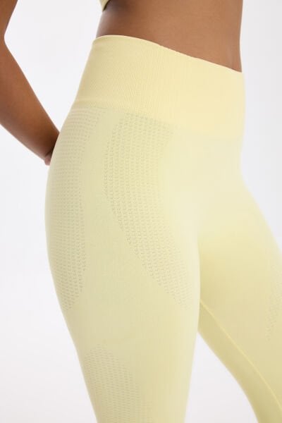 Jakar Detaylı Spor Tayt Açık Sarı