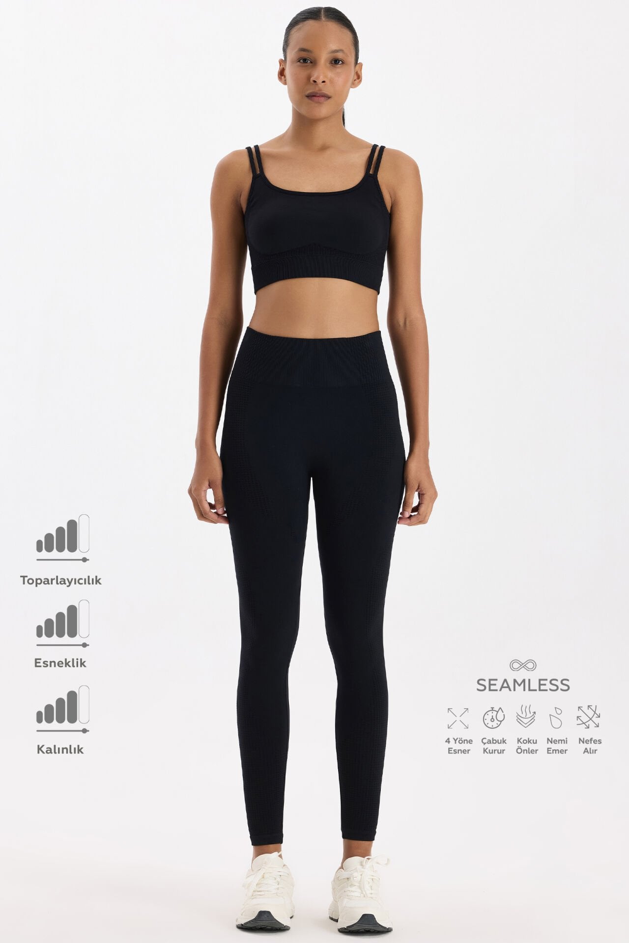Jakar Detaylı Spor Tayt Siyah