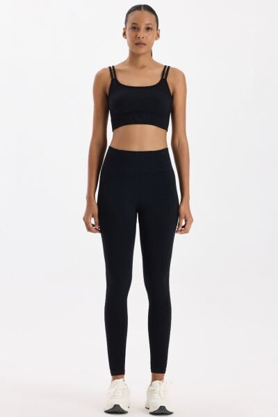 Jakar Detaylı Spor Tayt Siyah