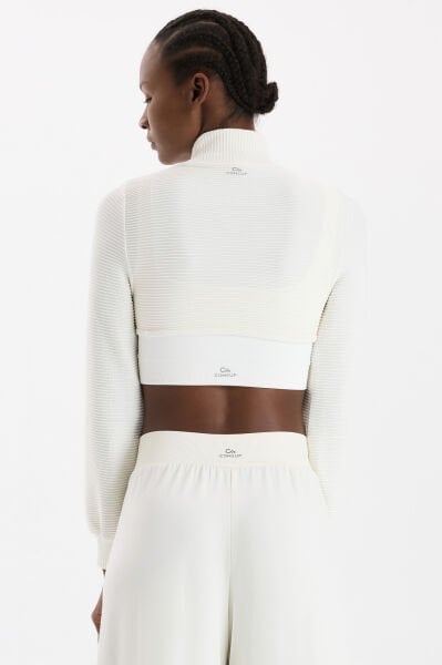 3 boyutlu Örgü Dokulu Bolero Kırık Beyaz