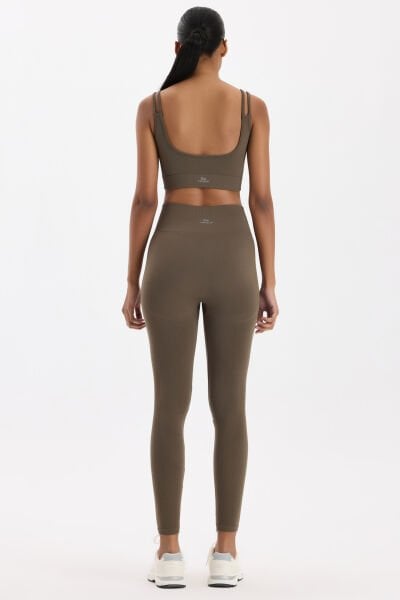 Jakar Detaylı Spor Tayt Küllü Haki