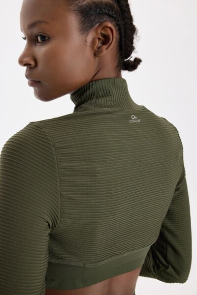 3 boyutlu Örgü Dokulu Bolero Koyu Yaprak Yeşili